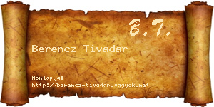 Berencz Tivadar névjegykártya